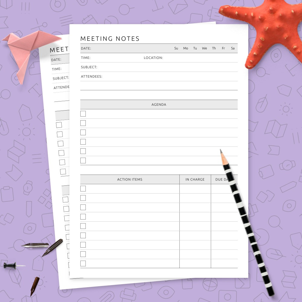 Download Printable Meeting Plan with Actions Template Template