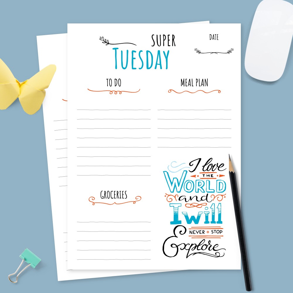 Download Printable Weekly To Do and Meal Plan Template