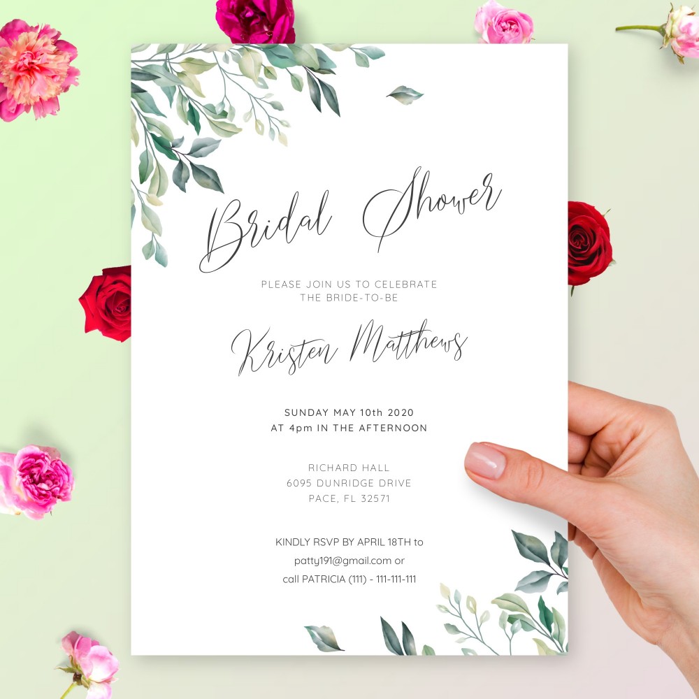 Customize and Download Willow Greenery Bridal Shower Invitation