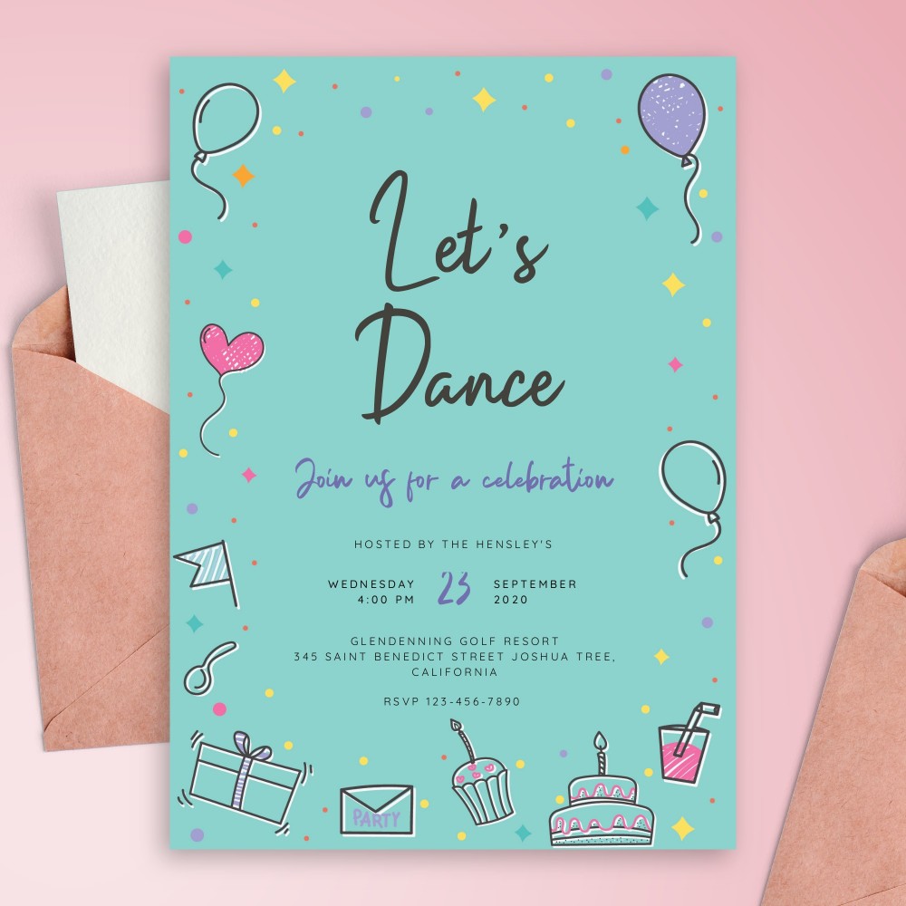 Customize and Download Colored Blue Party Invitation