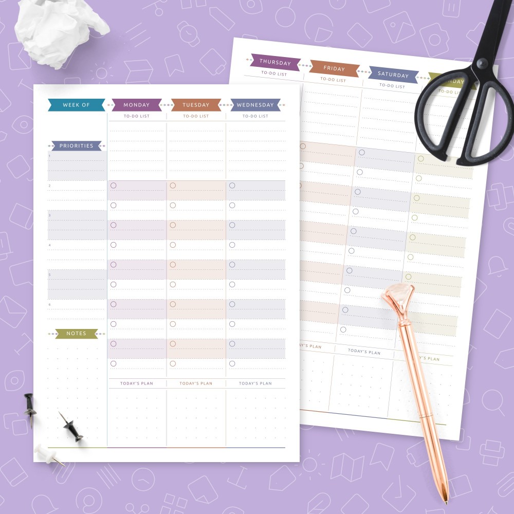 Download Printable Colored Weekly To-Do &amp;amp; Priorities Template