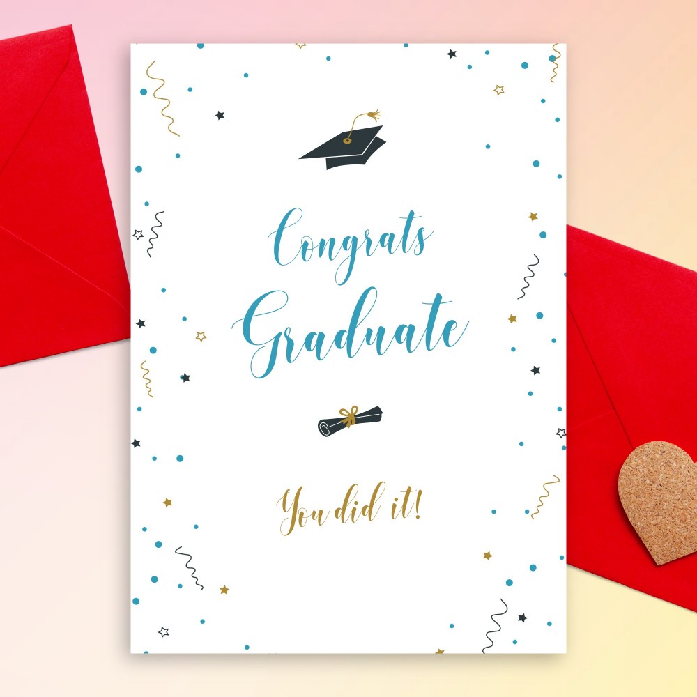 Customize and Download Confetti Stars Graduation Card