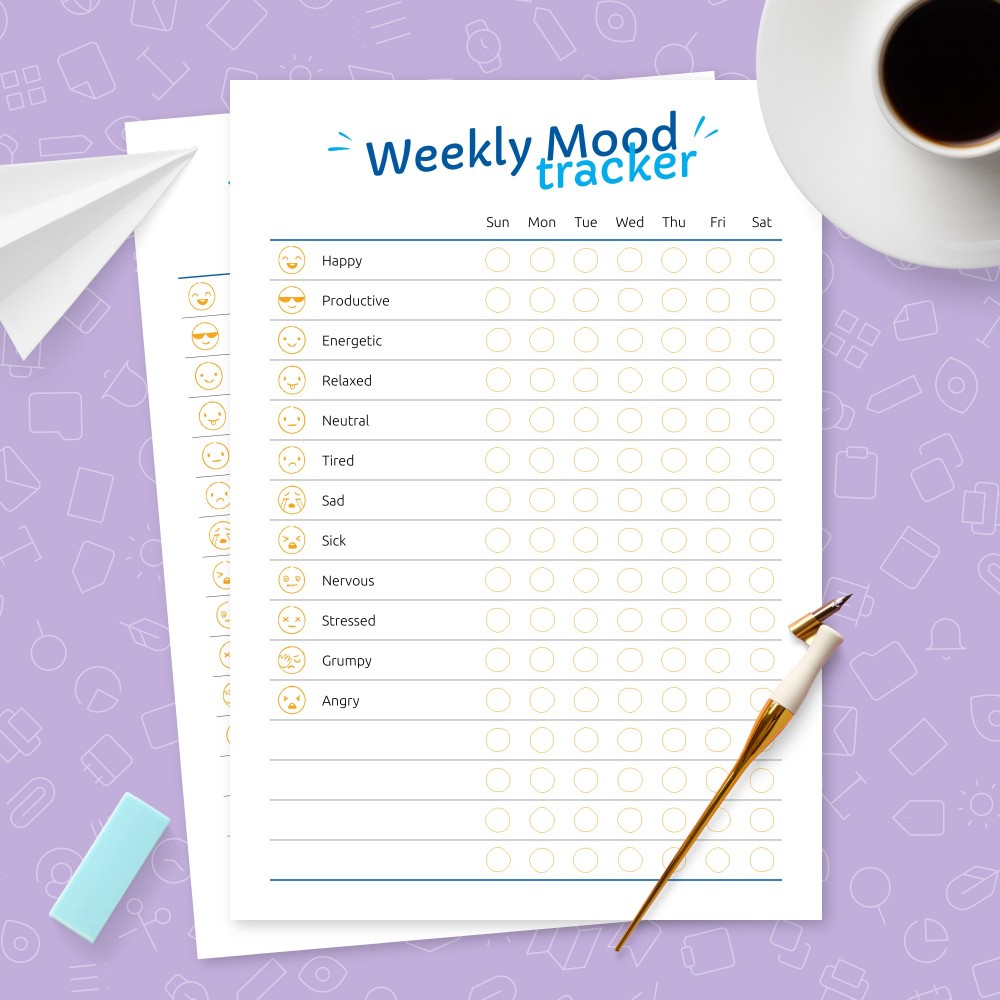 Download Printable Cool Weekly Mood Tracker Template