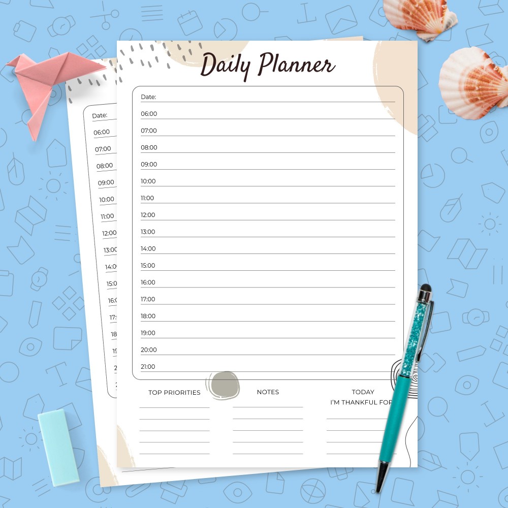 Download Printable Daily Planner with Time Slots Template Template