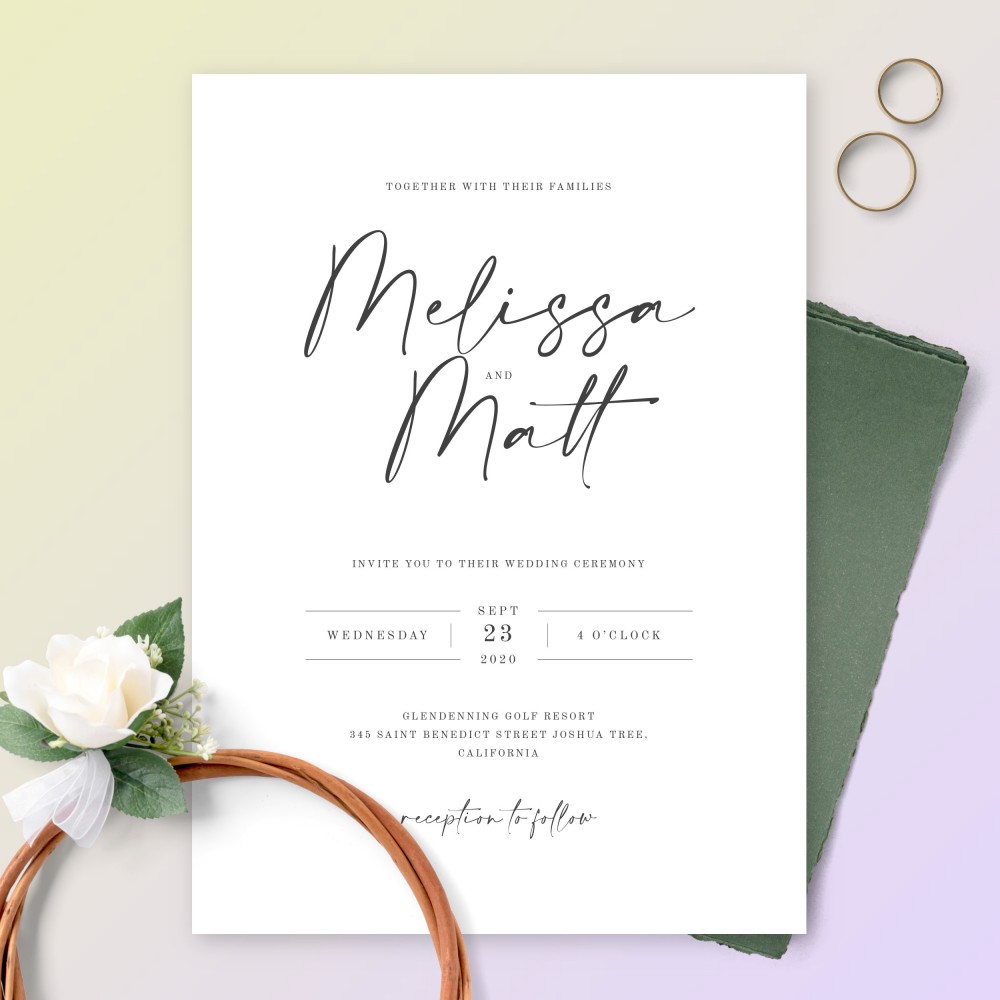 Customize and Download Elegant Casual Script Wedding Invitation