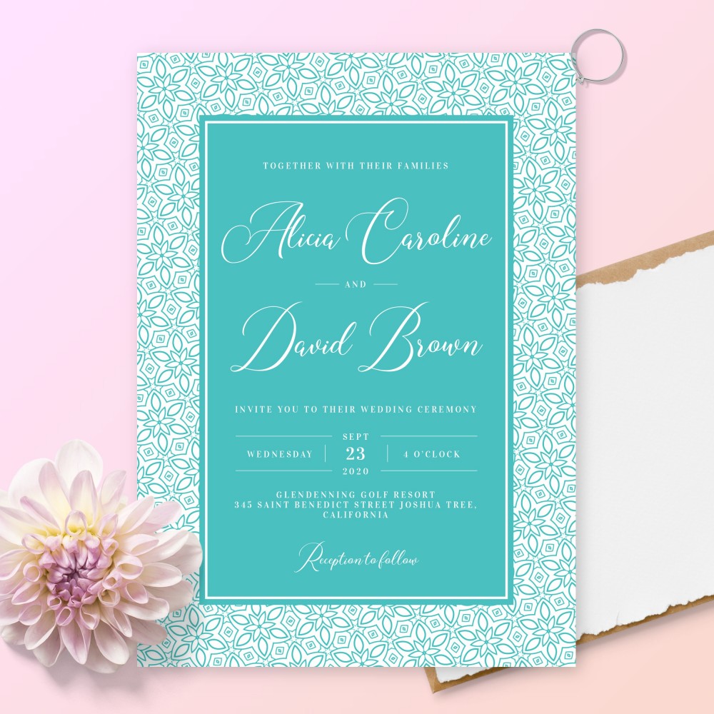 Customize and Download Elegant Turquoise Wedding Invitation