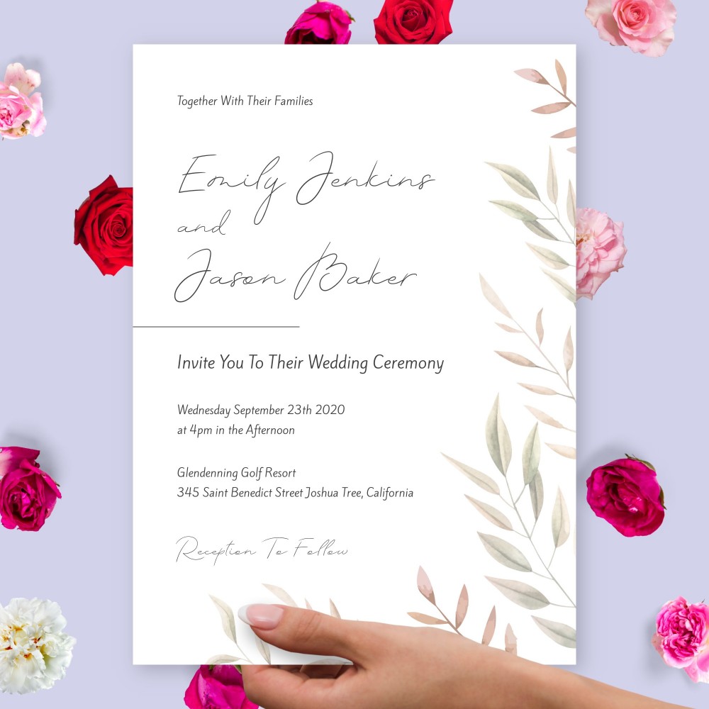 Customize and Download Elegant Willow Fall Wedding Invitation