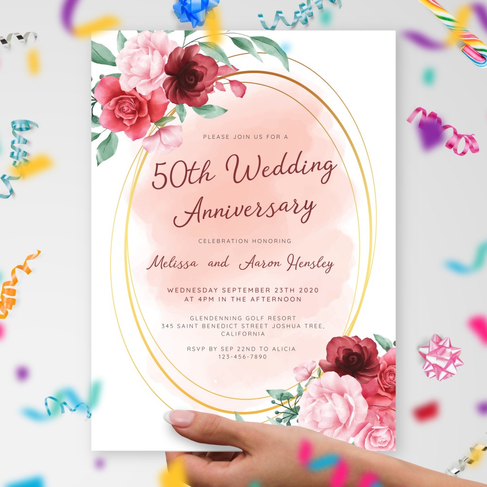Customize and Download Flower Anniversary Invitation