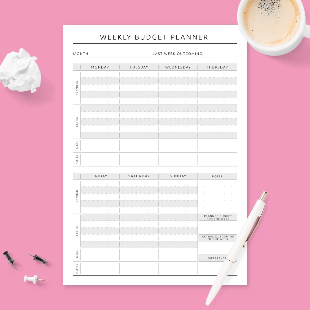 Download Printable Formal Weekly Money Expense Tracker Template