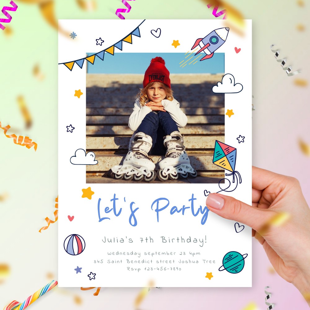 Customize and Download Kids Birthday Photo Invitation - Handmade Style