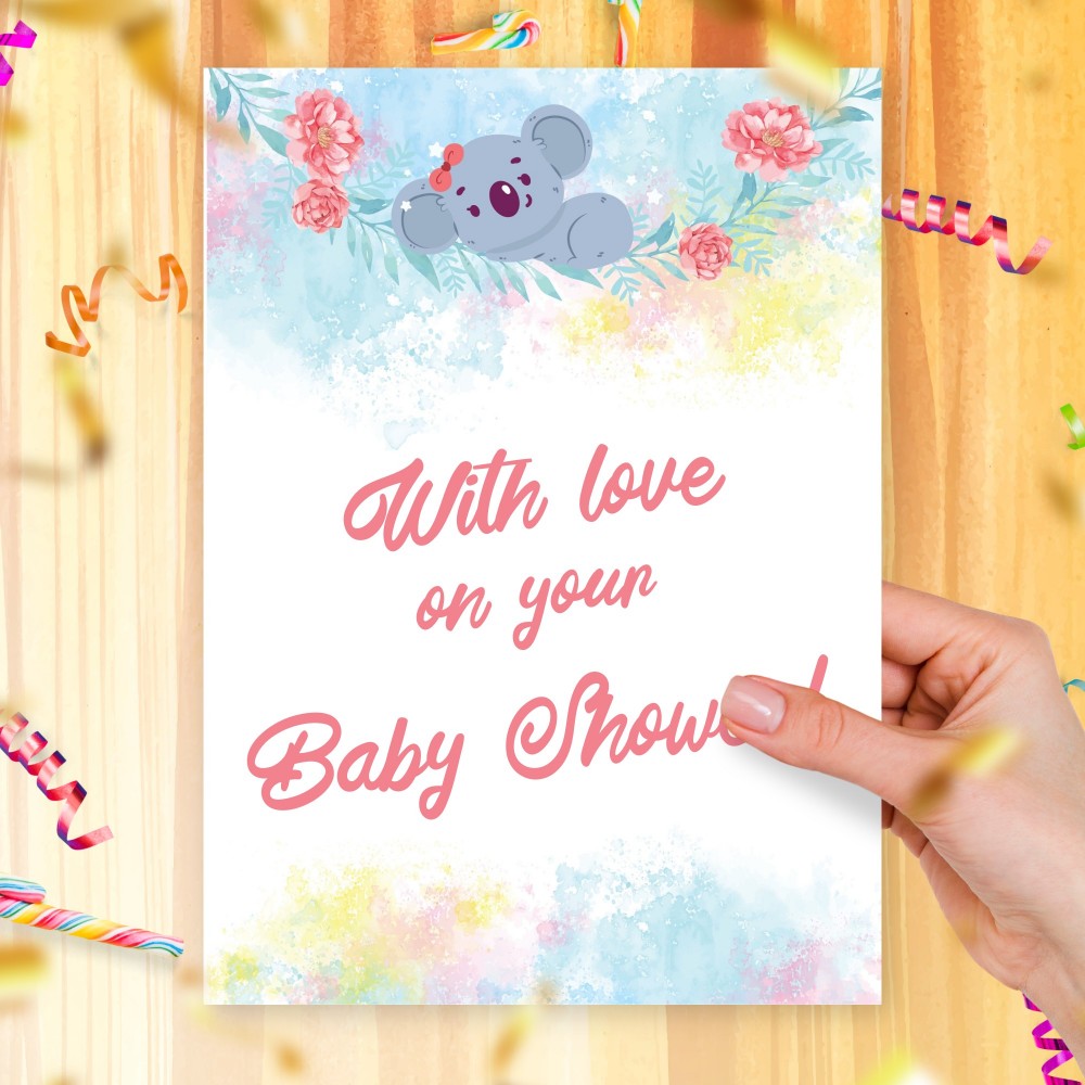 Customize and Download Koala Baby Shower Greeting Card
