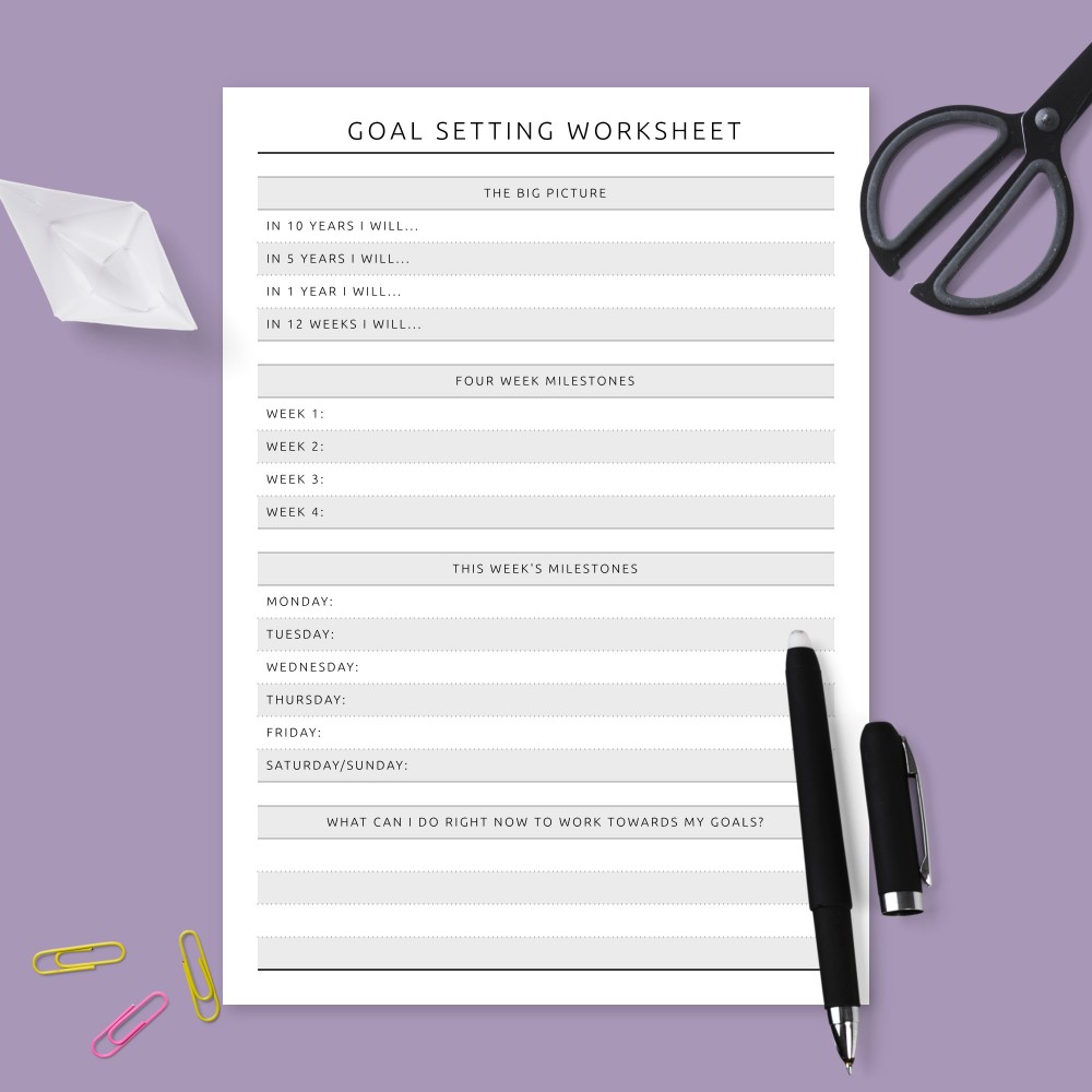 Download Printable Milestones Goal Setting Plan Template