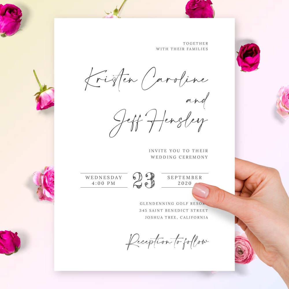 Customize and Download Minimalist Modern Calligraphy Elegant Wedding Invitation