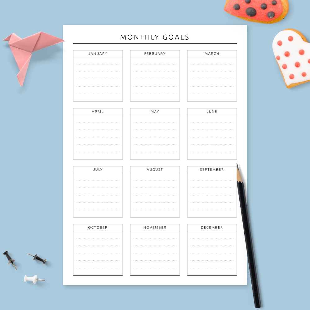 Download Printable Monthly Goals Calendar Template