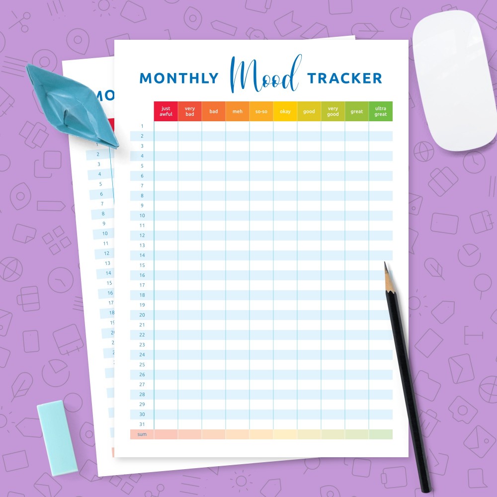 Download Printable Monthly Mood Tracking Template Template