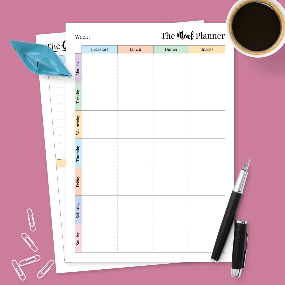Download Printable One-Page Family Meal Planner Template