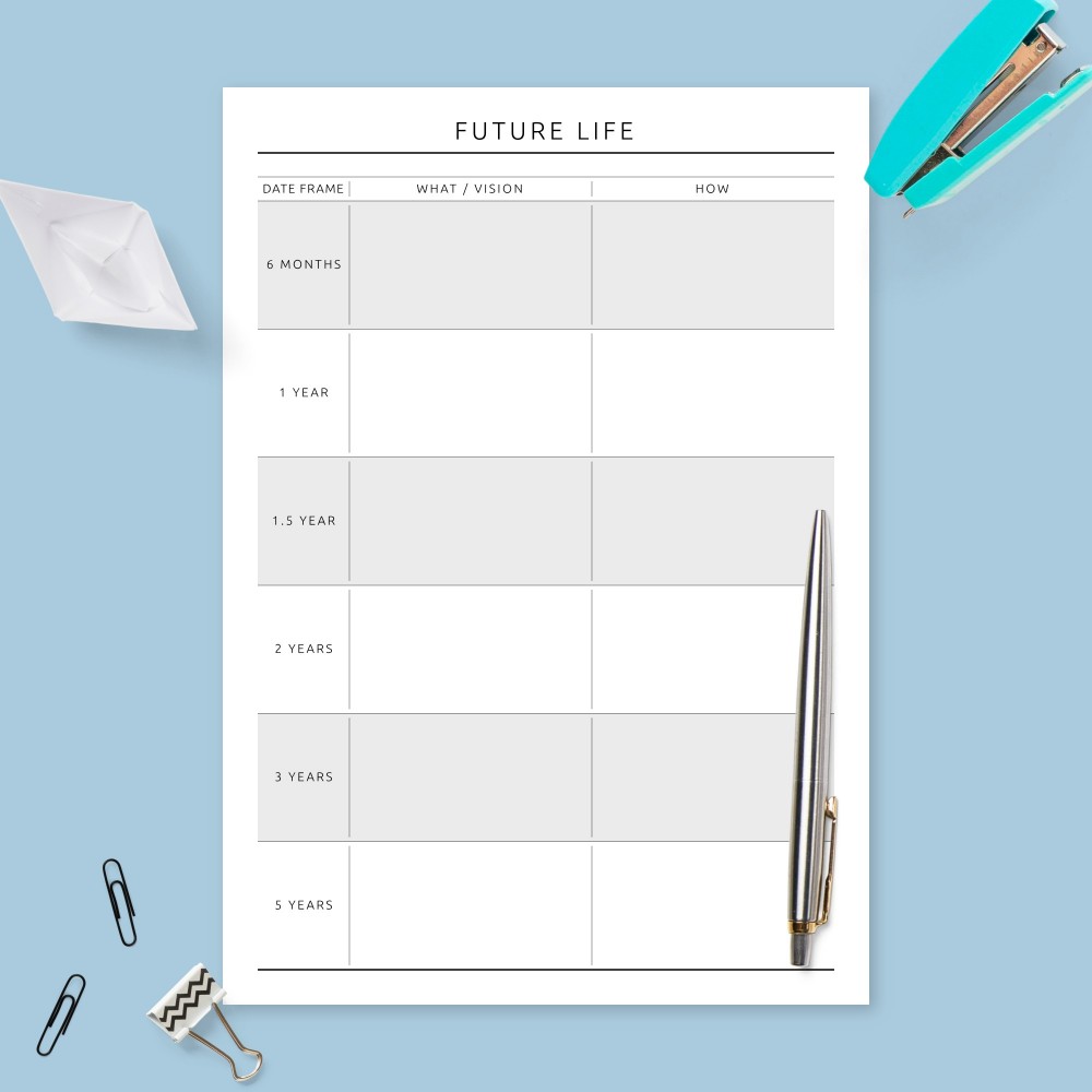 Download Printable Personal Life Goals Plan - Formal Design Template