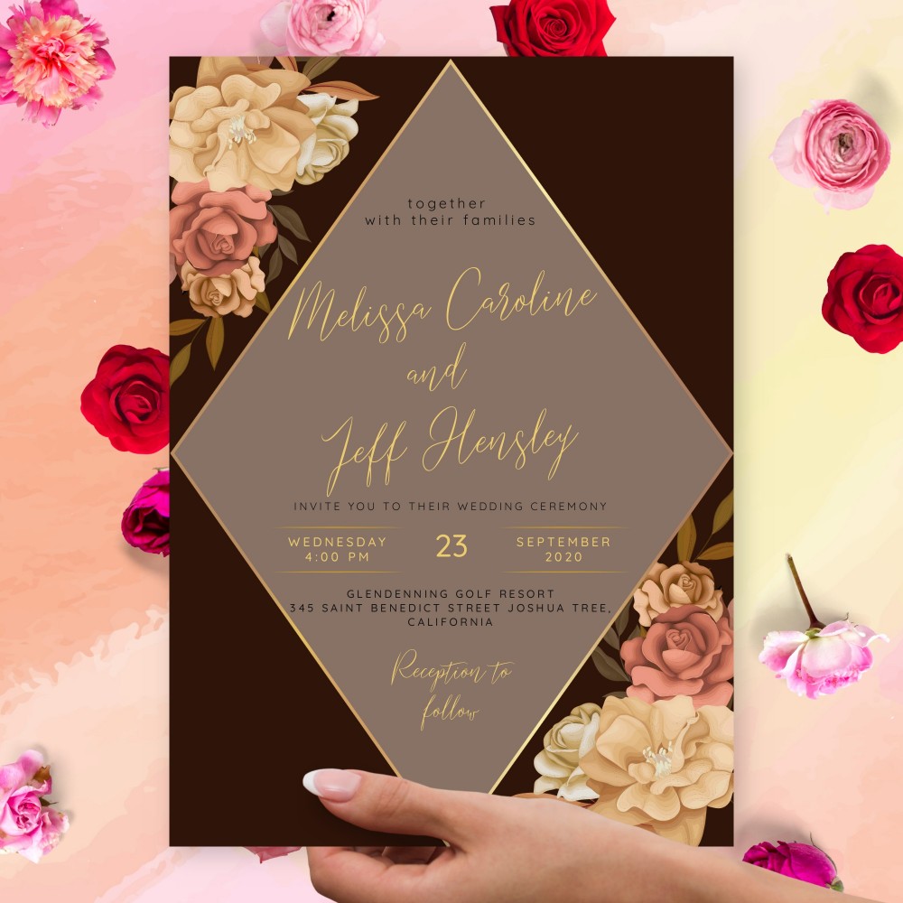 Customize and Download Rustic Peony Fall Wedding Invitation
