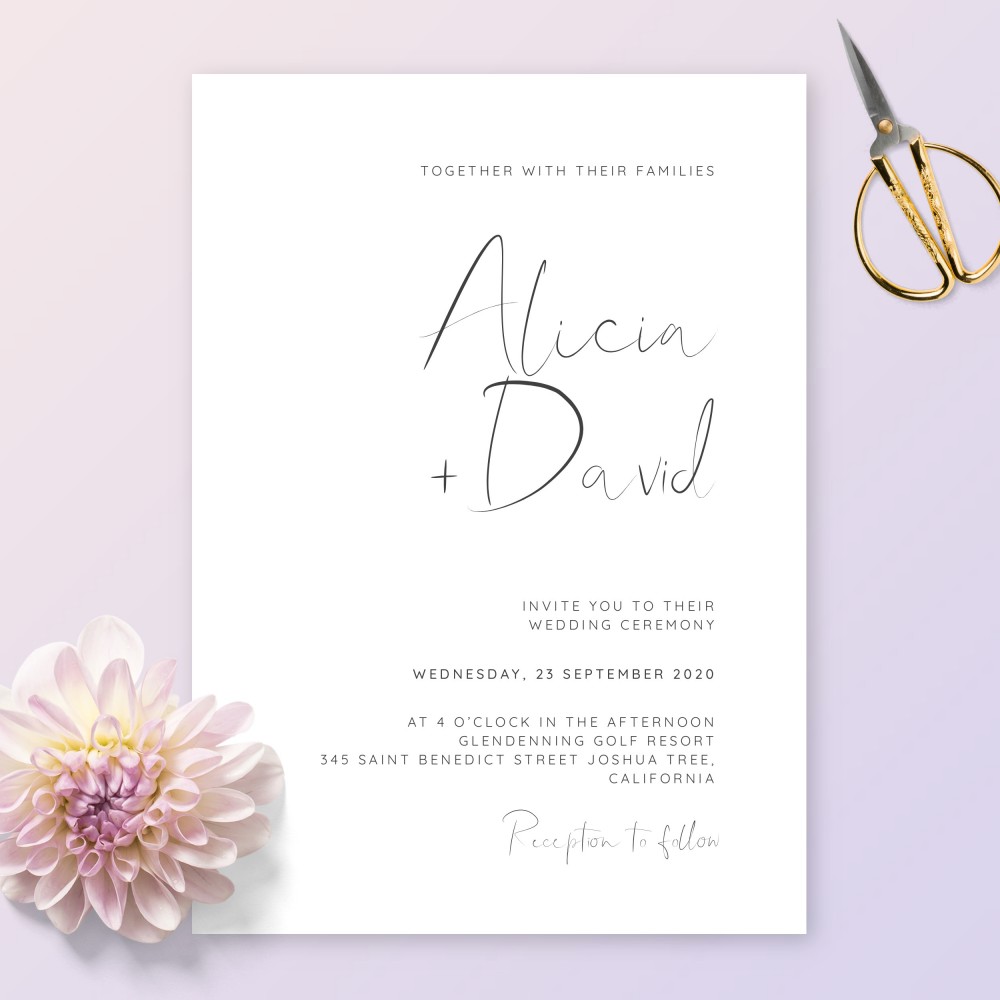 Customize and Download Simple Calligraphy Elegant Wedding Invitation