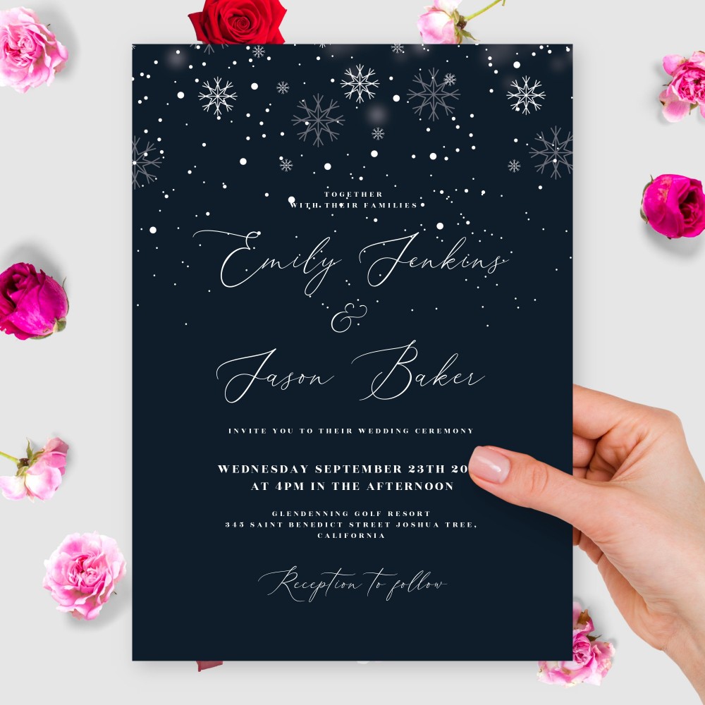 Customize and Download Snowflakes Winter Wedding Invitation