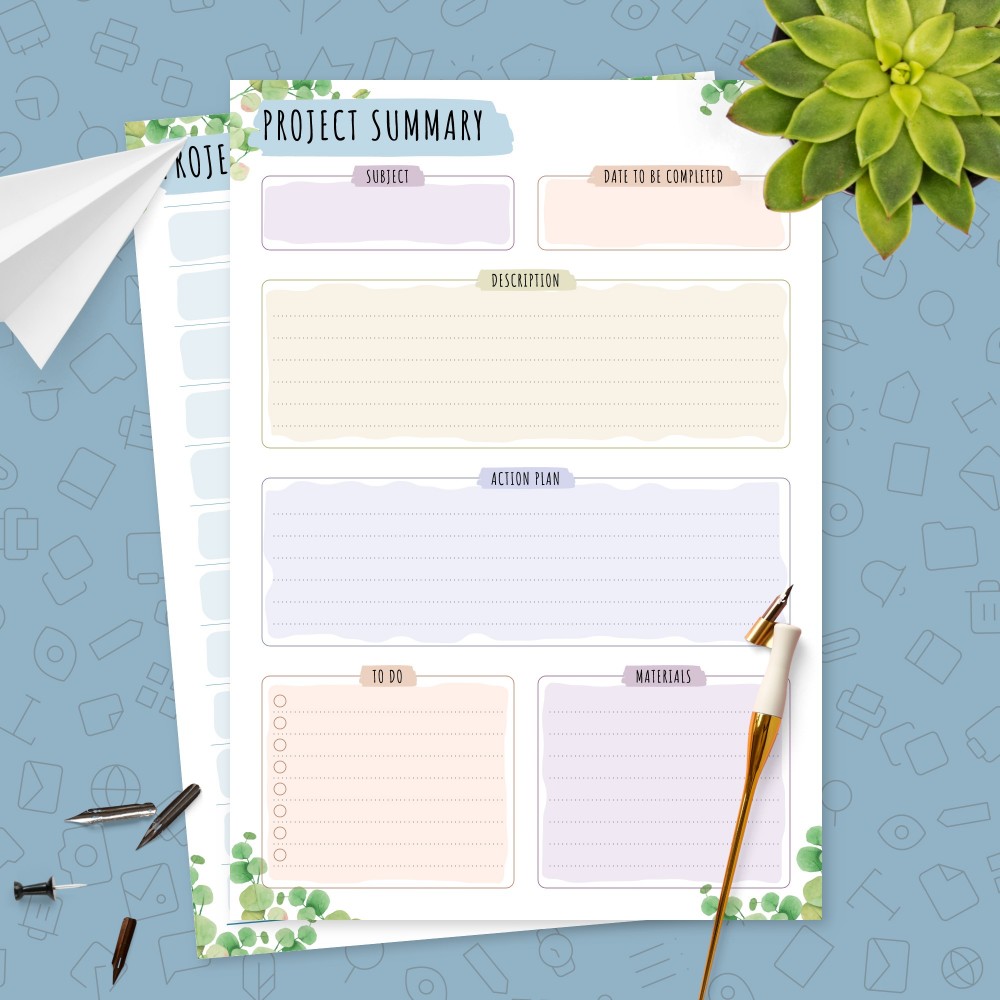 Download Printable Student Project Planner Template (Floral) Template