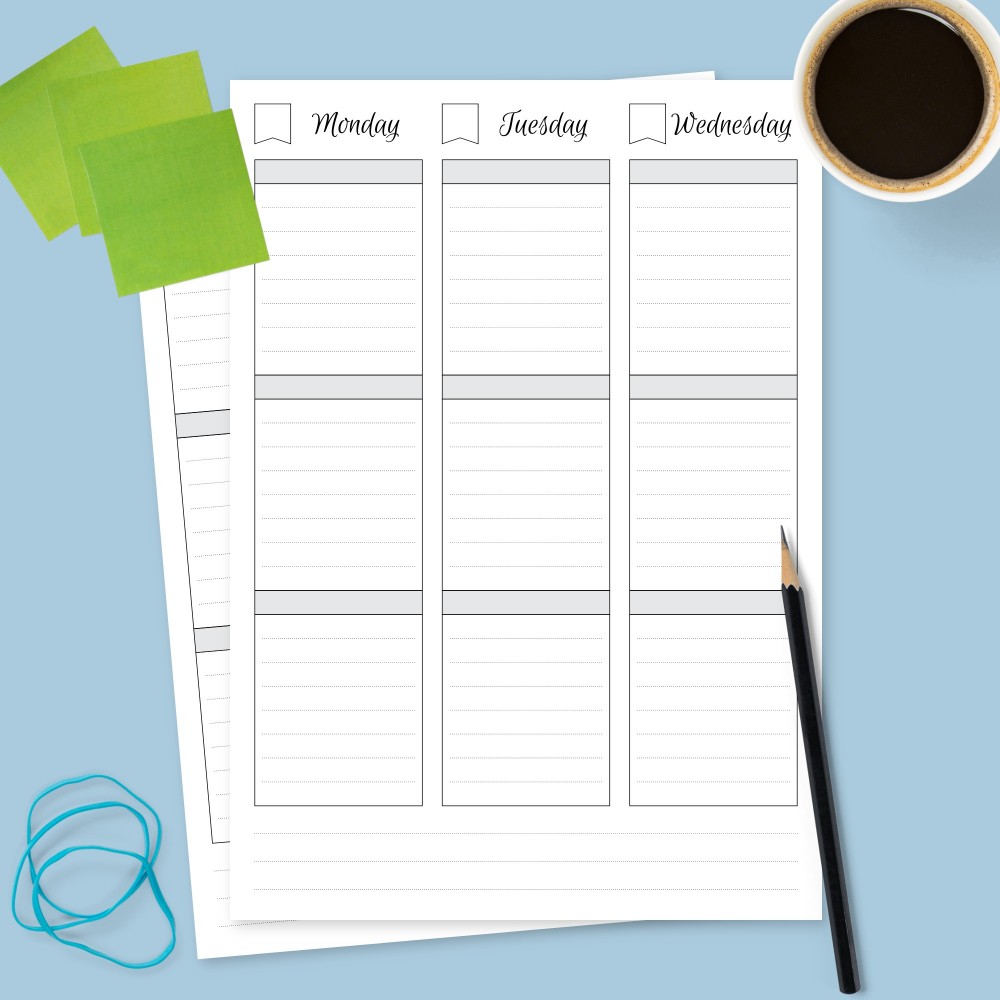 Download Printable Two Pages Weekly Planner Undated Template