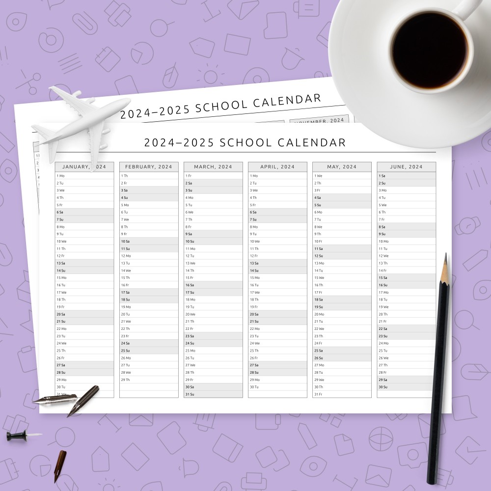 Download Printable Vertical School Calendar Template Template