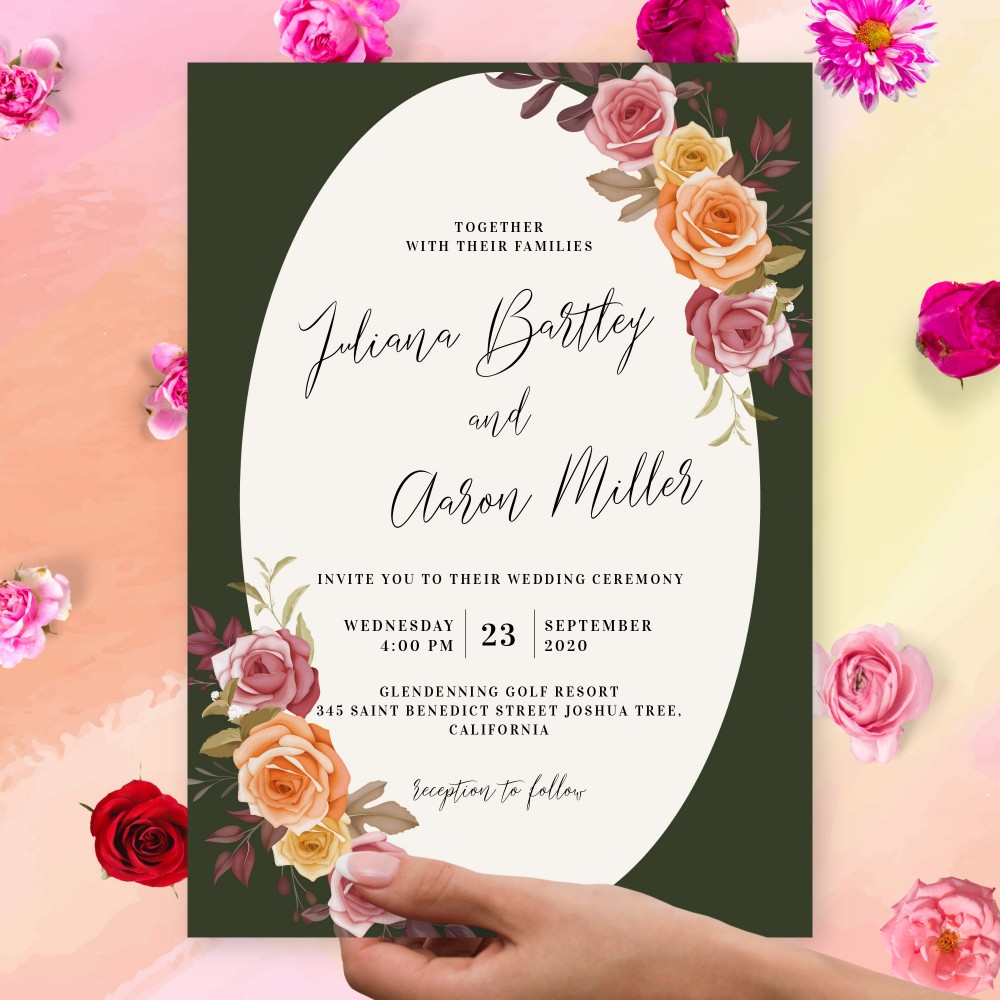 Customize and Download Vintage Roses Fall Wedding Invitation