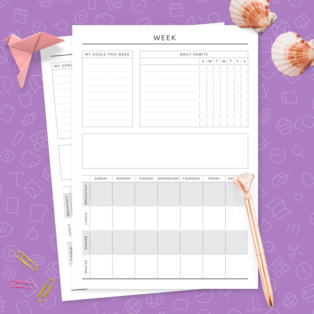 Download Printable Weekly Fitness and Meal Plan Template Template