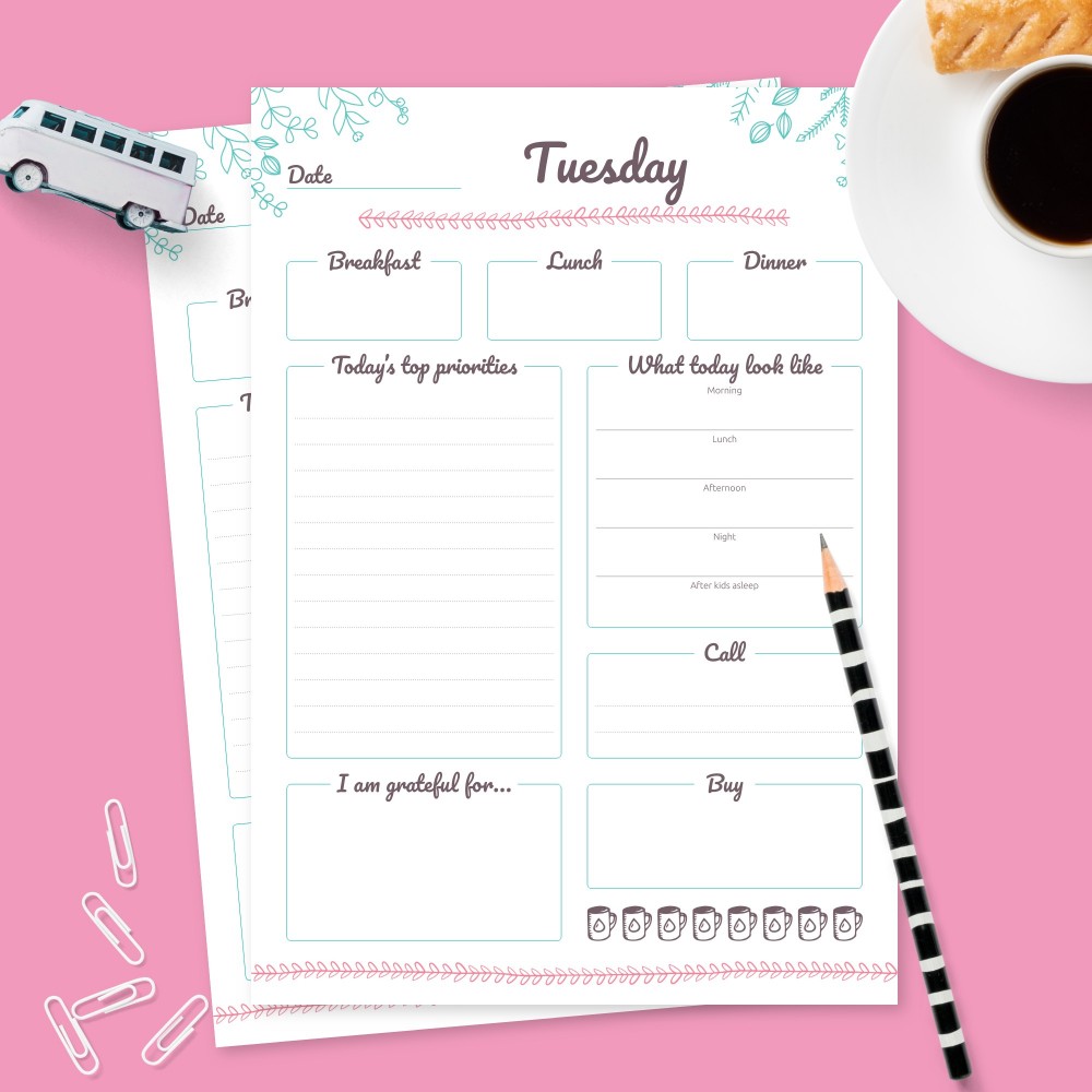 Download Printable Weekly Organizer Pages Template