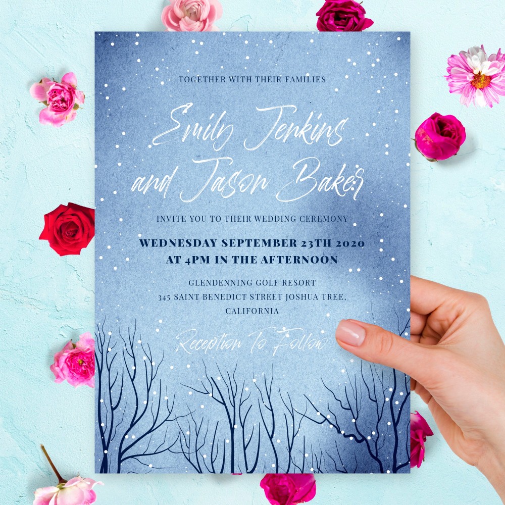 Customize and Download Winter Woodland Wedding Invitation