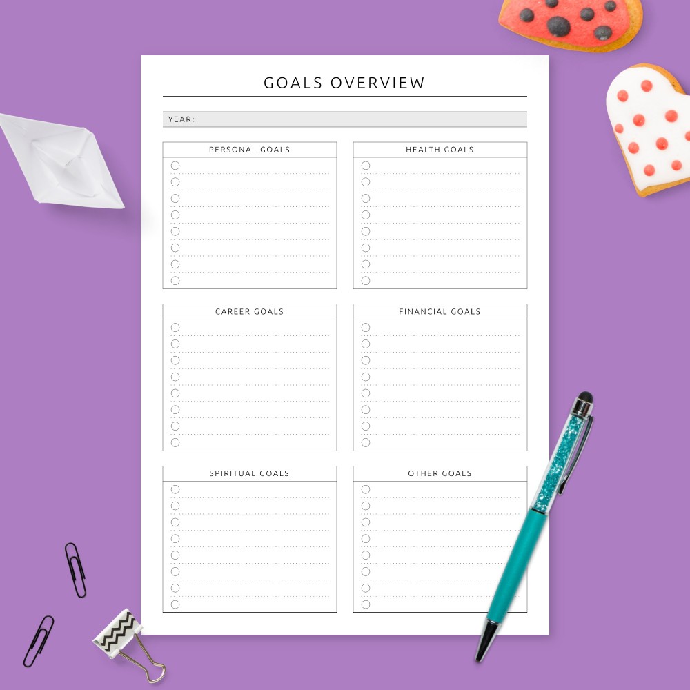 Download Printable Yearly Goals Overview - Formal Design Template